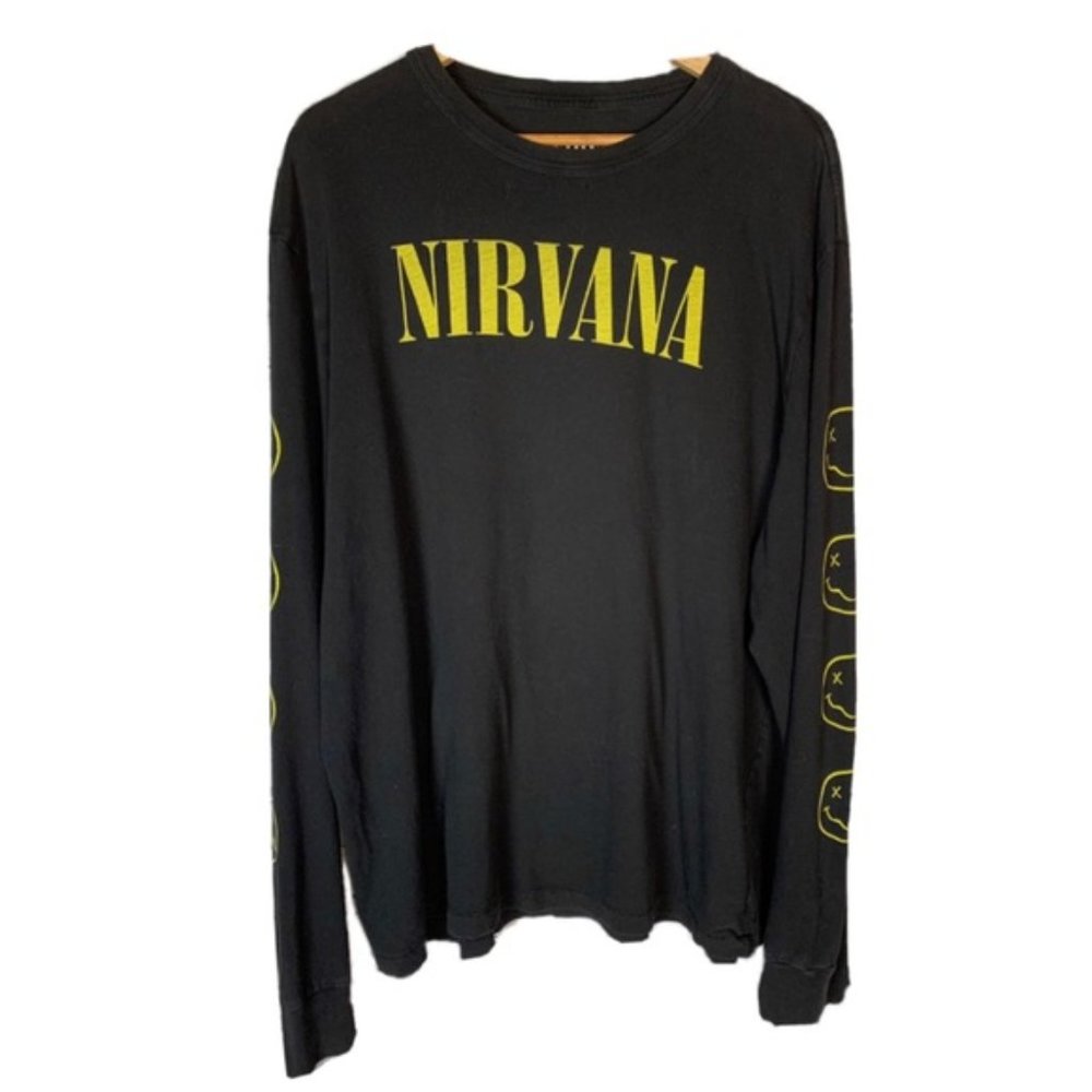 Sold - Nirvana 2017 Smiley Face Long Sleeve Men's T Shirt - Picture 3 of 7